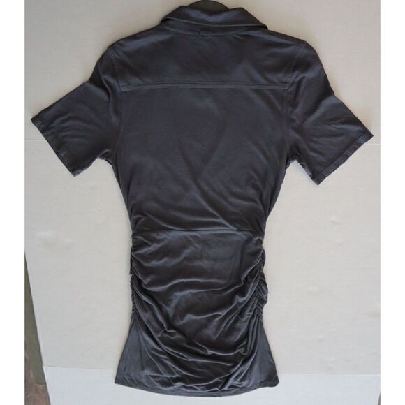 Monrow HD0418 Women's Sz Medium Gray Faux Wrap Shirred Waist Shirt Dress - Picture 10 of 10